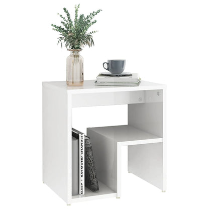 Bedside table made of wood in glossy white