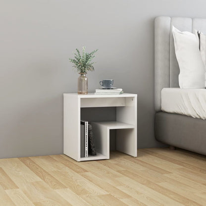Bedside table made of wood in glossy white