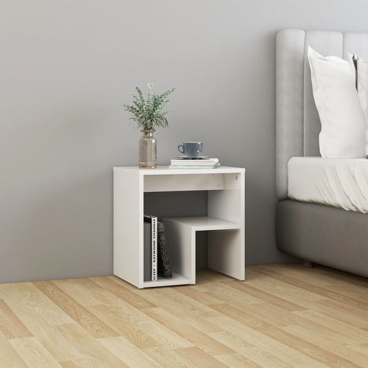 Bedside table made of wood in glossy white