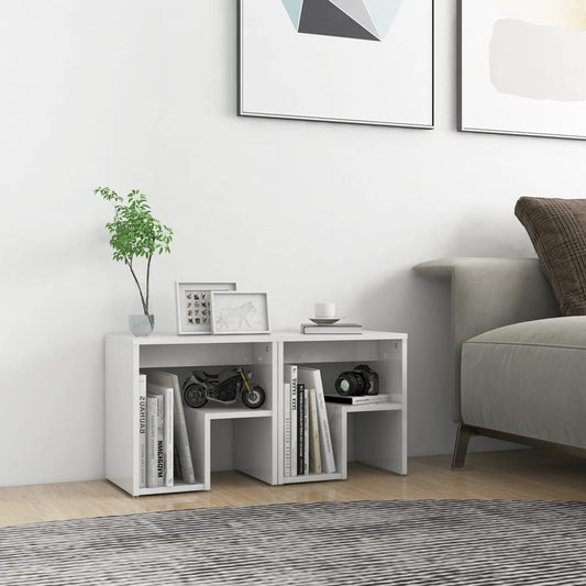 Bedside tables 2 pcs wood derivatives white glossy