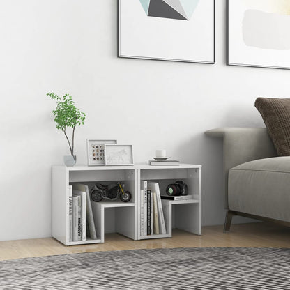 Bedside tables 2 pcs wood derivatives white glossy