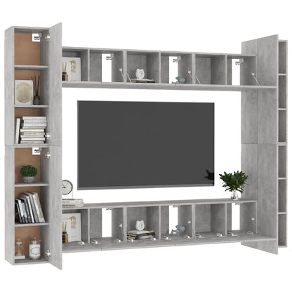 10 pcs cement grey plywood TV furniture set