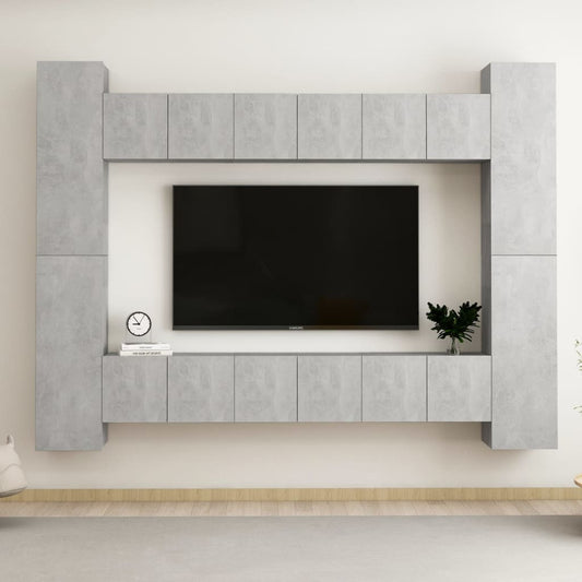 10 pcs cement grey plywood TV furniture set