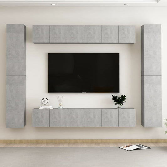 10 pcs cement grey plywood TV furniture set