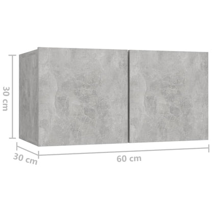 8 pcs conjunto móveis TV derivados de madeira cinzento cimento