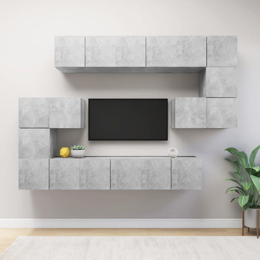 10 pcs TV furniture set wood derivatives gray cement