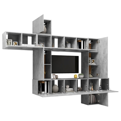 10 pcs conjunto de móveis de TV derivados madeira cinza cimento