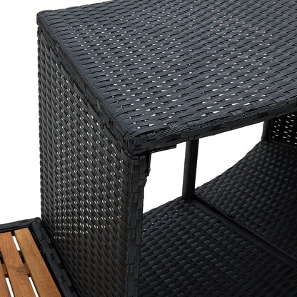 Black PE wicker and solid acacia wood spa surround
