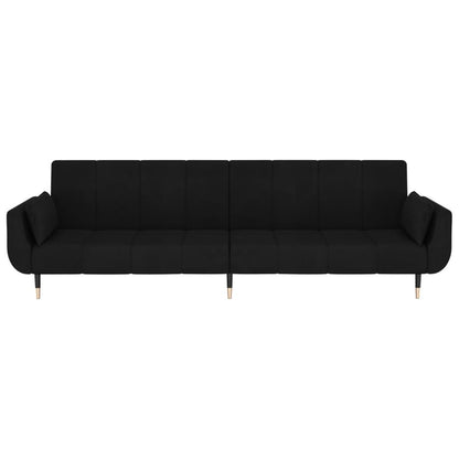 Sofá-cama 2 lugares com duas almofadas veludo preto
