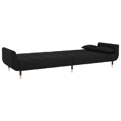 Sofá-cama 2 lugares com duas almofadas veludo preto