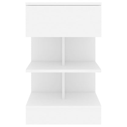 Bedside table 40x35x65 cm white wood derivatives