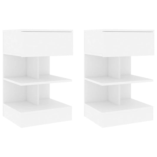 Bedside tables 2 pcs 40x35x65cm wood derivatives white