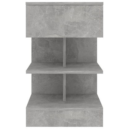 Bedside table made of wood in cement grey