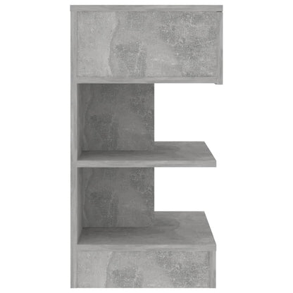 Bedside table made of wood in cement grey