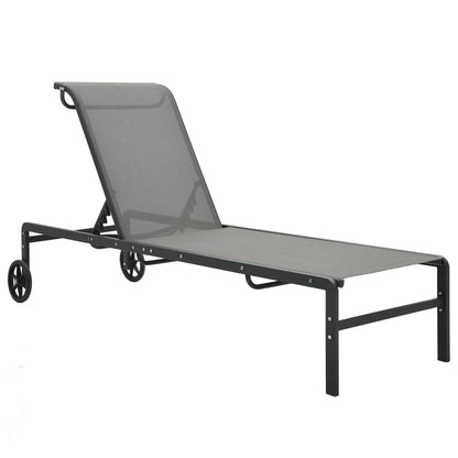 Sun loungers with table 2 pcs textilene and steel