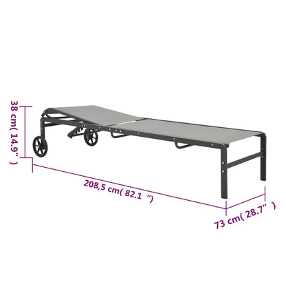 Sun loungers with table 2 pcs textilene and steel