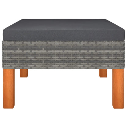 10 pcs conj. lounge jardim vime PE e madeira eucalipto cinzento