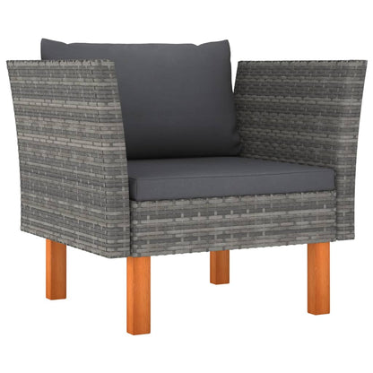 10 pcs conj. lounge jardim vime PE e madeira eucalipto cinzento