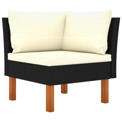 10 pcs conj. lounge jardim vime PE e madeira de eucalipto preto