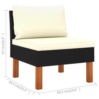 10 pcs conj. lounge jardim vime PE e madeira de eucalipto preto