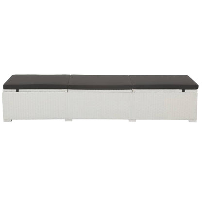 Espreguiçadeira com almofadão preto vime PE branco