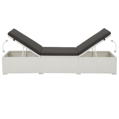 Espreguiçadeira com almofadão preto vime PE branco