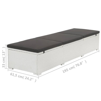 Espreguiçadeira com almofadão preto vime PE branco