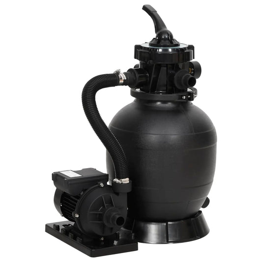 Sand filter for swimming pool with 6-way valve black