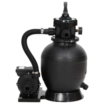 Sand filter for swimming pool with 6-way valve black