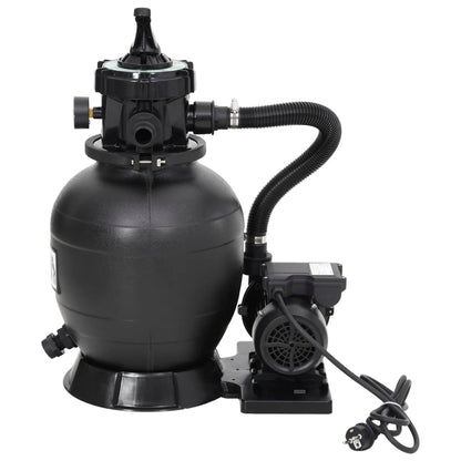 Sand filter for swimming pool with 6-way valve black