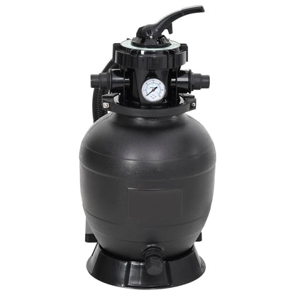 Sand filter for swimming pool with 6-way valve black