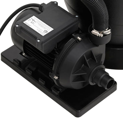 Sand filter for swimming pool with 6-way valve black