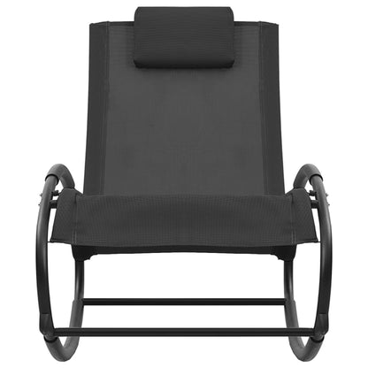 Espreguiçadeira com almofada aço e textilene preto
