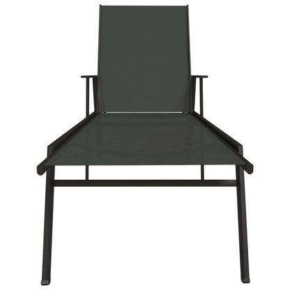 Sun lounger in steel and black textilene