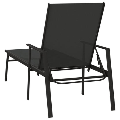 Sun lounger in steel and black textilene