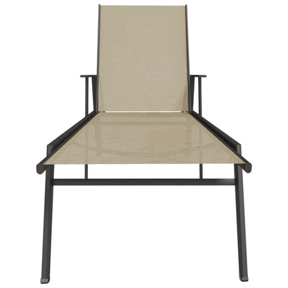 Steel and cream textilene sun lounger