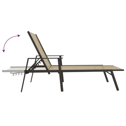 Steel and cream textilene sun lounger