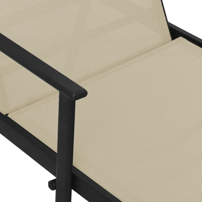 Steel and cream textilene sun lounger