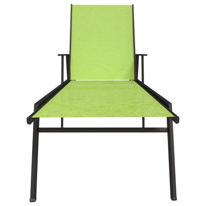 Sun lounger in steel and green textilene