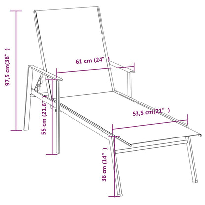 Sun lounger in steel and green textilene