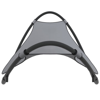 Rocking sun lounger with steel and grey textilene wheels