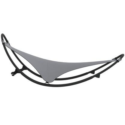 Rocking sun lounger with steel and grey textilene wheels