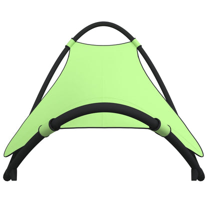 Rocking sun lounger with steel and green textilene wheels