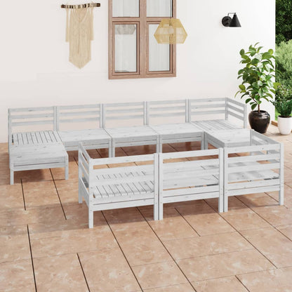 10 pcs conjunto lounge de jardim pinho maciço branco