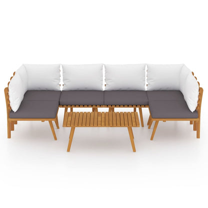7 pcs conjunto lounge de jardim com almofadões acácia maciça