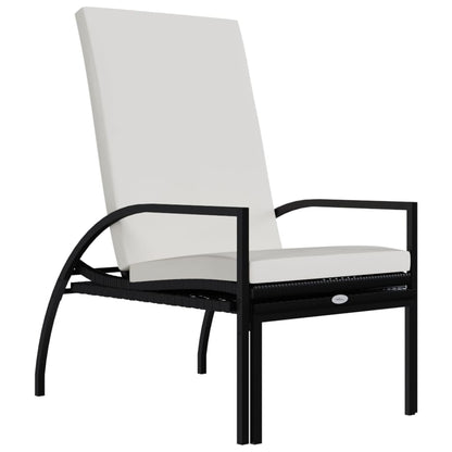 Black PE wicker sun lounger with footrest
