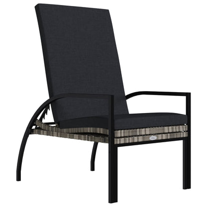 Grey PE wicker sun lounger with footrest