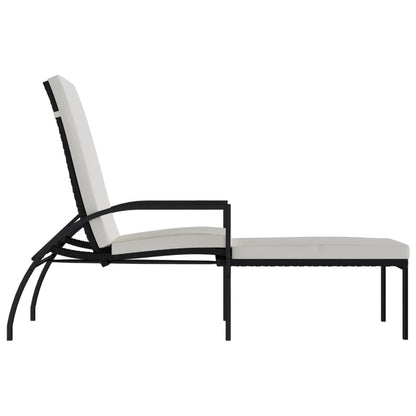 Sun loungers with footrests 2 pcs PE rattan black