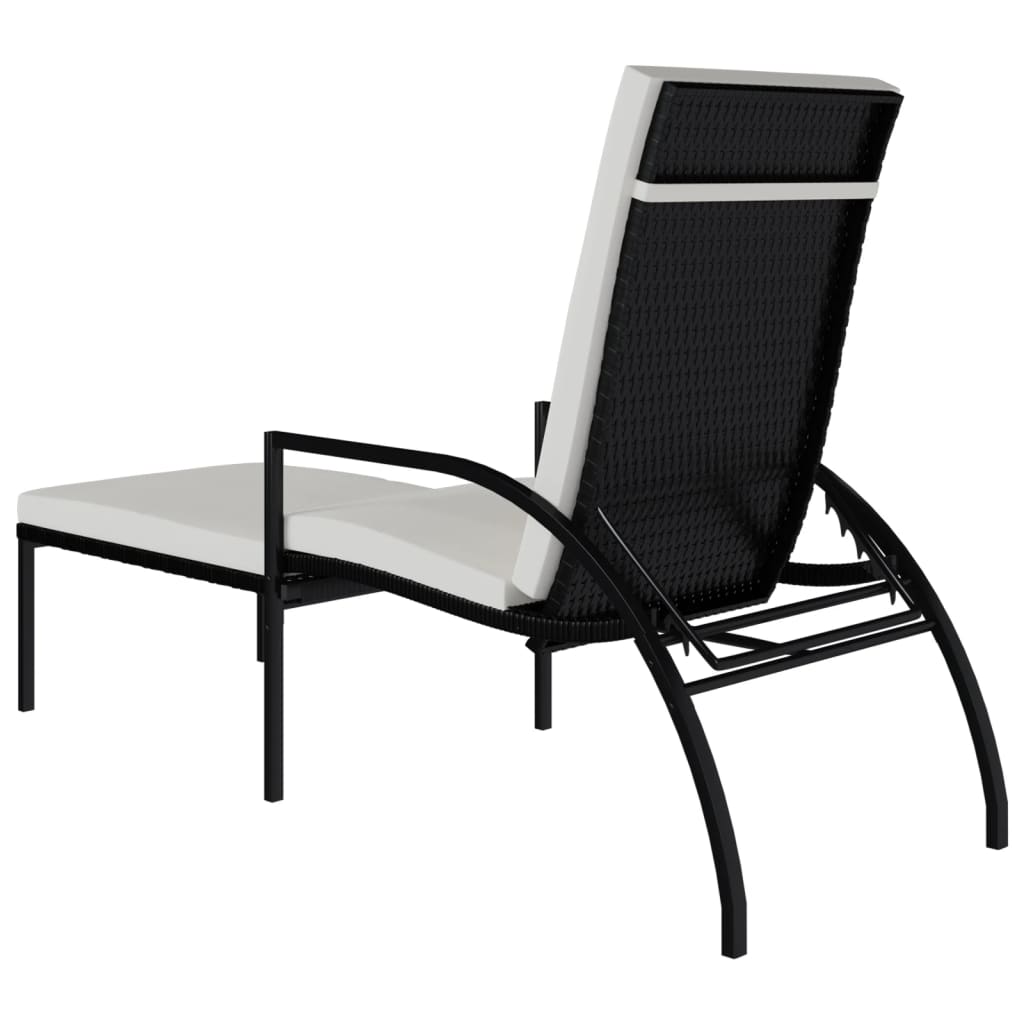 Sun loungers with footrests 2 pcs PE rattan black