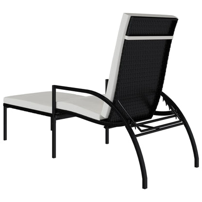 Sun loungers with footrests 2 pcs PE rattan black